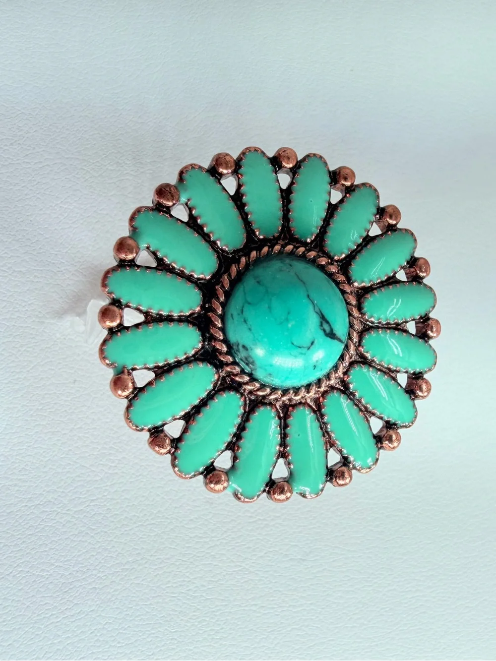 Turquoise Floral Cluster Statement Ring - Unbranded